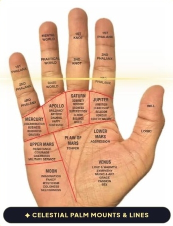 Interactive Astrological Palm Map with Mounts and Lines